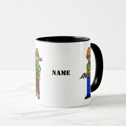 Drôle ouvriers du bâtiment nom Mug (Devant droit)