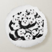 Drôle Pandas Coussin rond (Dos)
