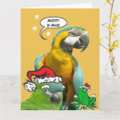 Drôle Parrot Parrot Merry X-Mas Carte de voeux (Fleur jaune)