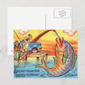 Drôle Pêche Carte Postale Pêcheur Cartoon (Devant / Derrière)