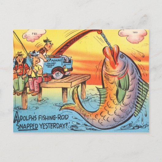 Drôle Pêche Carte Postale Pêcheur Cartoon (Devant)
