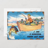 Drôle Pêche Poisson Carte postale Pêcheur Bateau C (Devant / Derrière)