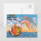 Drôle Pêcheur Carte Postale Poisson Carton (Devant / Derrière)