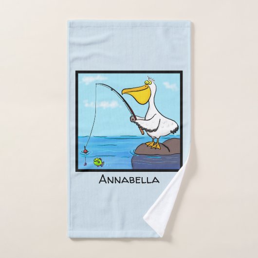 Drôle pélican de pêche (Serviette à main)