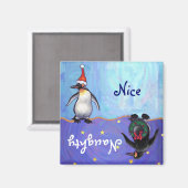 Drôle Penguin Naughty Nice Holiday Magnet (Recto/Verso)