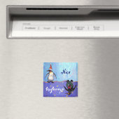 Drôle Penguin Naughty Nice Holiday Magnet (In Situ (Lave-vaisselle))