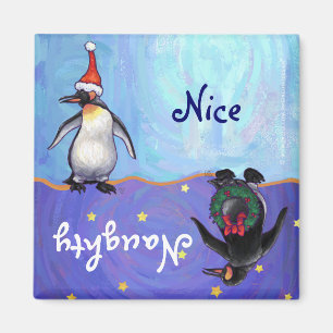 Drôle Penguin Naughty Nice Holiday Magnet