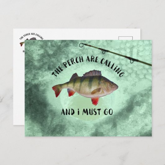 Drôle Perch Quote de pêche Carte postale (Devant / Derrière)