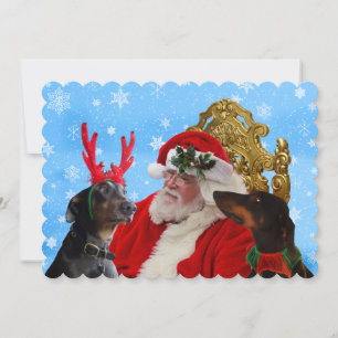 Drôle Père Noël Cute Doberman Dogs Carte Noël Neig