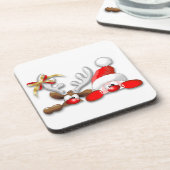Drôle Père Noël et Reindeer Dessous de verre de de (Côté gauche)