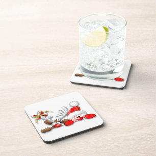 Drôle Père Noël et Reindeer Dessous de verre de de