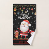 Drôle Père Noël, Snowman, Reindeer Joyeux Noël (Serviette à main)