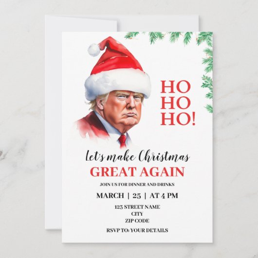 Drôle Père Noël Trump invitation Noël (Devant)