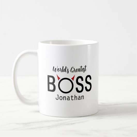 Drôle Personnalisé Cornes Boss Coffee Mug (Gauche)