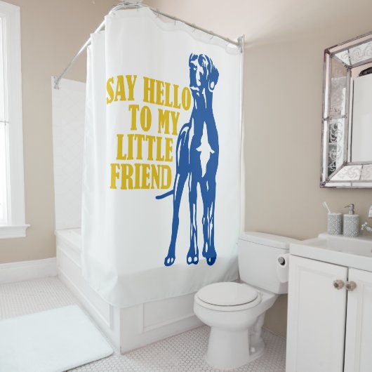 Drôle Petit Grand Dane Douche Rideau (En situation)