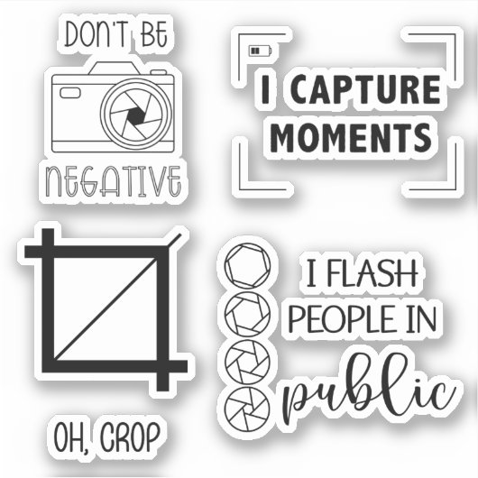 Drôle Photographe Thème Caméra Sticker Bundle (Devant)