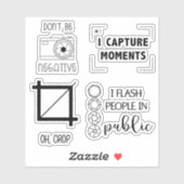 Drôle Photographe Thème Caméra Sticker Bundle (Feuille)