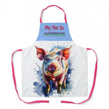 Drôle Pig Out sur le tablier du bonheur