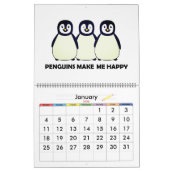 Drôle Pingouins Cartoon Art Grand Calendrier (Jan 2026)