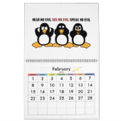 Drôle Pingouins Cartoon Art Grand Calendrier (Feb 2026)