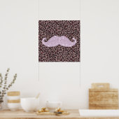 Drôle Pink Bling Moustache Et Motif Poster de anim (Cuisine)