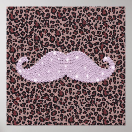 Drôle Pink Bling Moustache Et Motif Poster de anim (Devant)