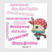 Drôle Pirate Girl slogan Sticker (Feuille)