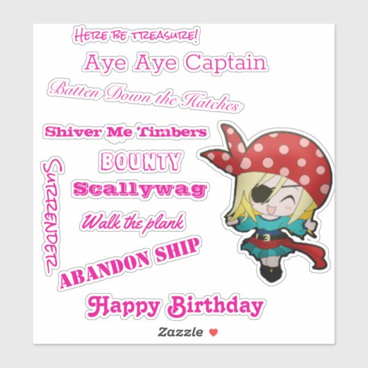 Drôle Pirate Girl slogan Sticker (Feuille)