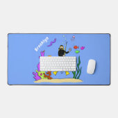 Drôle plongeur et poisson mer créatures dessin ani (Clavier et souris)