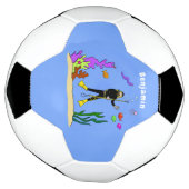 Drôle plongeur et poisson mer créatures dessin ani (Tourné)