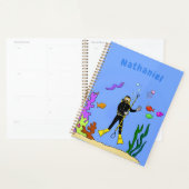 Drôle plongeur et poisson mer créatures dessin ani (Devant avec enveloppe)