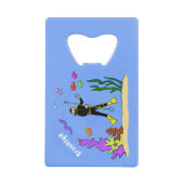 Drôle plongeur et poisson mer créatures dessin ani (Devant)