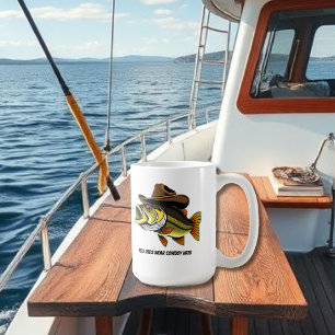 Drôle poisson basse de Mug avec un Casquette Cowbo
