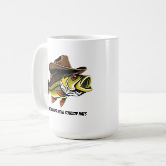 Drôle poisson basse de Mug avec un Casquette Cowbo (Devant gauche)