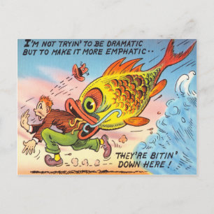 Drôle Poisson Carte Postale Pêcheur Pêche Carton