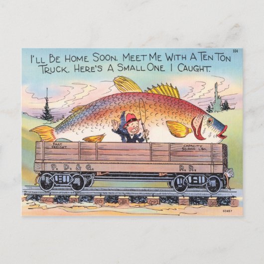 Drôle Poisson Carte Postale Pêcheur Pêche Carton (Devant)