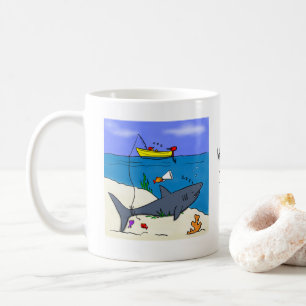 Drôle poisson et requin pêche bande dessinée mug