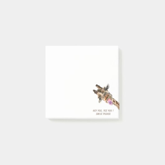 Drôle Post-it® Notes Heureuse Giraffe - Texte pers (Devant)