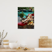 Drôle Poster Animaux de Compagnie Chat Vacances de (Cuisine)