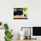 Drôle Poster de chat noir, Attaque Chat en service (Bureau à domicile)
