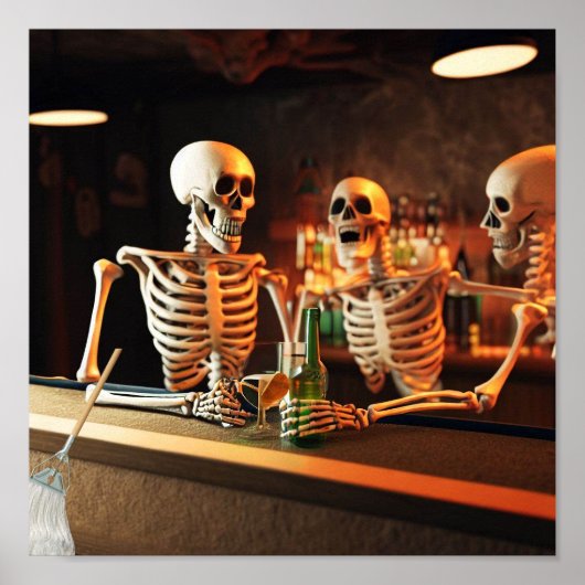 Drôle poster Skellett dans un bar (Devant)