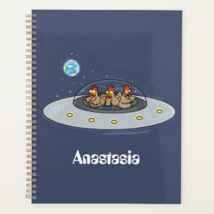 Drôle poule dans l'espace dessin animé