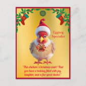 Drôle poulet dans Santa Hat Carte postale de Noël (Devant)