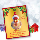 Drôle poulet dans Santa Hat Carte postale de Noël