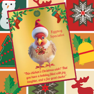 Drôle poulet dans Santa Hat Carte postale de Noël