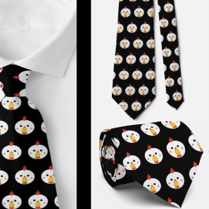 Drôle Poulet Visages Gag Cadeau Cravate cravate