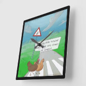 Drôle Poulets traversant la route Carré Horloge mu (Angle)