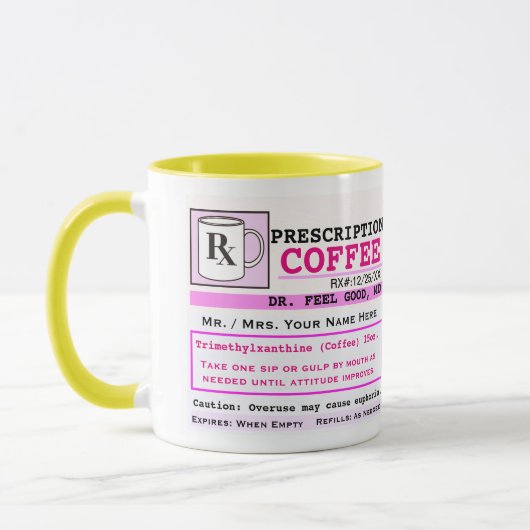 Drôle Prescription RX café Mug (Gauche)