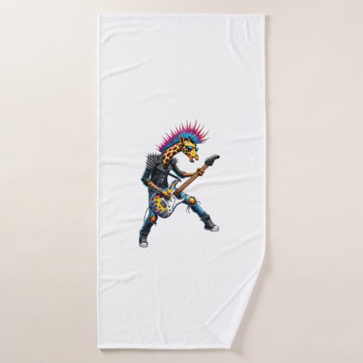 Drôle Punk Giraffe, Rock'n Roll Goth Giraffe, Guit (Serviette de bain)