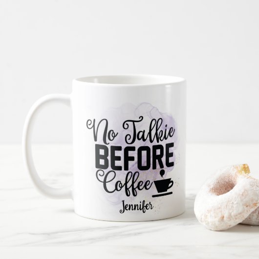 Drôle Purple Pas De Talkie Avant La Mug De Café (Avec donut)
